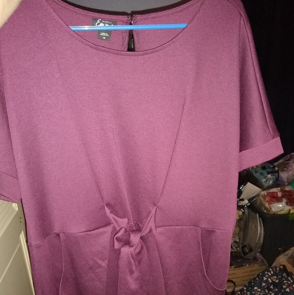 Purple 1X dress with tie waist
